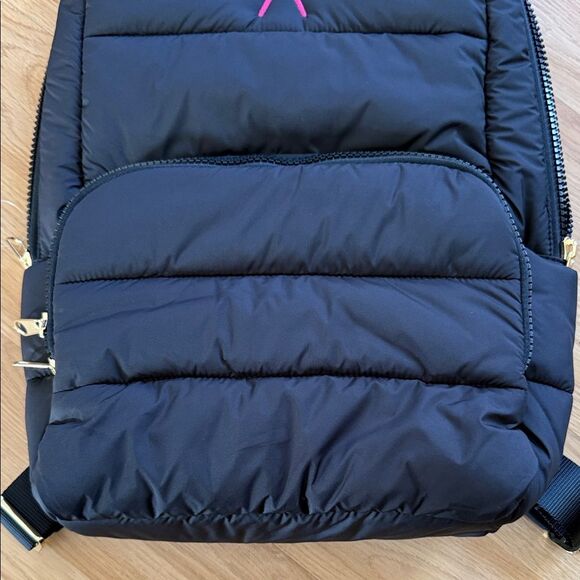 Mark & Graham Black Quilted Puffer Backpack Pink Logo Ski Outdoors Laptop main image 10